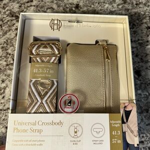 House of Harlow 1960 Gold and Cream Crossbody Phone Strap